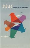 ABRAM GAMES (1914-1996). B.O.A.C. / FLIES TO ALL SIX CONTINENTS. 1956. 40x25 inches, 101x63 cm.